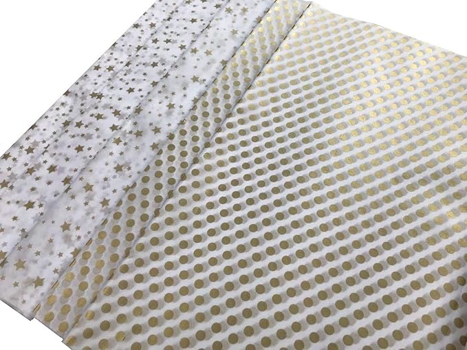 Ocean Tides 75 Sheets (14 x 20 Inches) Christmas Wrapping Paper – Gift Wrapping Tissue Paper Bulk for Crafts, Birthdays, & Holidays – Colored Tissue Papers for Gift Bags & Decorations, Gold Dots