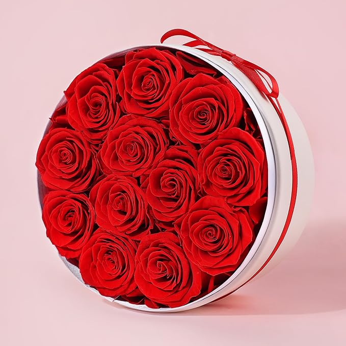 FIACO Gifts for Women Preserved Flowers in a Box-12 Forever Real Rose Flowers for Delivery Prime Birthday Gifts for Mom Grandma Wife Girlfriend Sister Fresh Flowers Eternal Rose