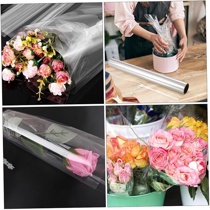 NOLITOY Cellophane Wrap Transparent Floral Packing Film DIY Bouquet Material for Flower Wrapping and Decoration