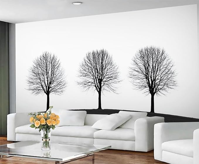 KIREUPA Minimalist Tree Wall Mural, Elegant Tree Silhouette Poster 3d Wall Murals, Modern Forest Wallpaper Mural, for Living Room Bedroom Large Wallpaper Indoor Decor 59" W x39.4 H