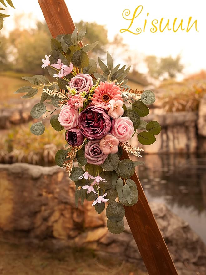 Wedding Arch Flowers, Artificial Flowers for Decoration, Large Flower Swag for Boho Styles Wedding Ceremony Floral Decor - Pack of 2
