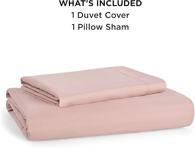 Bedsure Duvet Cover Twin/Twin XL Size - Soft Double Brushed Bedding Set for Kids & Adults, Zipper Closure, 2 Pieces, Includes 1 Duvet Cover (68"x90") & 1 Pillow Sham, NO Comforter, Pale Blush