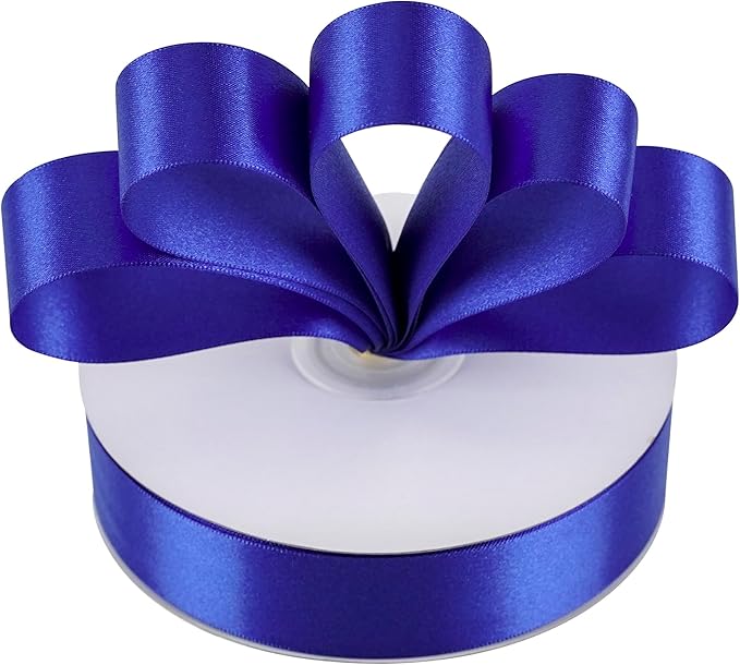 MEEDEE Royal Blue Ribbon 1 Inch Royal Blue Satin Ribbon Lux Double Faced Satin Ribbons by 50 Yards Polyester Blue Wrapping Ribbons for Crafts, Weddings, Flower Bouquet, Holiday Decorating