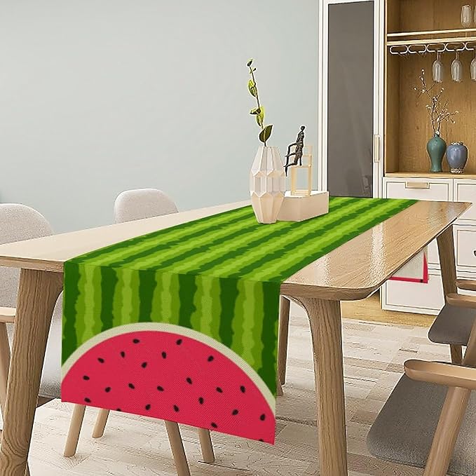 Watermelon Table Runner,Summer Fruit Tropical Birthday Party Decoration Dining Room Home Kitchen Table Decor 13 x 120Inches