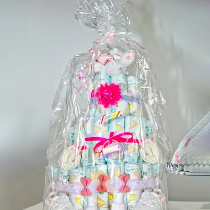 Morepack Extra Large Cellophane Bags for Gift Baskets 50x60 Inches,Jumbo Big Clear Cellophane Bags 5Pieces
