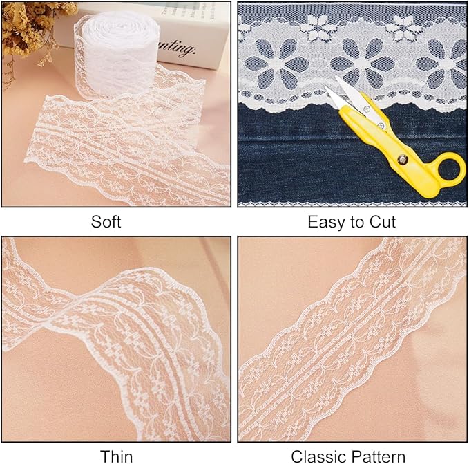 80 Yards Baby Pink Lace Trim Ribbon,8 Rolls Crochet Sewing Assorted Patterns Vintage Floral Lace Ribbons for Sewing DIY,Gift Wrap,Scrapbooking, Bridal Shower Wedding Decor, 10 Yards Each Roll