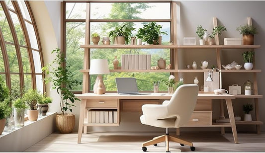 Office Backdrop for Video Conference Modern Business Home Office Work Place Background Indoor Green Plants Leaves Tranquil Work Environment for Live Video Zoom Calls Photo Portrait Prop 15x8ft