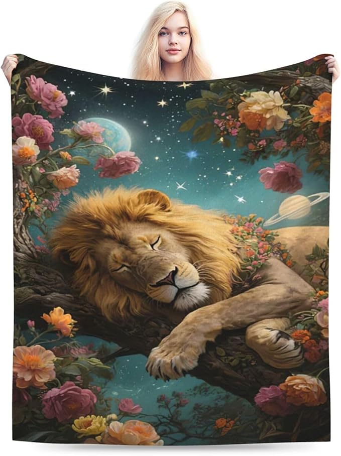 Lion Blanket Lion Throw Blanket Animal Soft Cozy Fleece Fuzzy Stuffed Plush Flannel Gifts for Girls Women Boys Kids Adults 40''x50''
