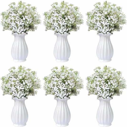 100PC Baby Breath Artificial Flowers - Babies Breath Flowers Artificial Bulk Faux Flowers Bouquet White Flores Real Touch Fake Flowers Arrangements Wedding Centerpieces Tables Decorations