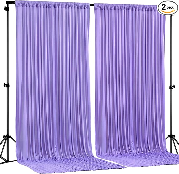 Lavender Backdrop Curtain 2 Panels-Wrinkle-Free Champagne Curtains Polyester Photography Drapes for Baby Shower Birthday Party Photo Background Backdrop Stand- 8 X10FT (Lavender)
