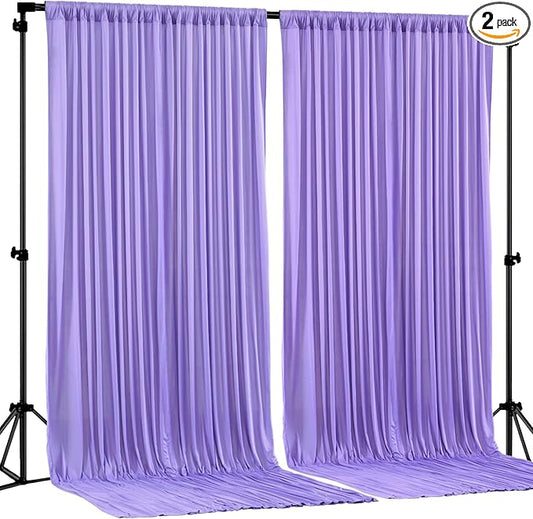 Lavender Backdrop Curtain 2 Panels-Wrinkle-Free Champagne Curtains Polyester Photography Drapes for Baby Shower Birthday Party Photo Background Backdrop Stand- 8 X10FT (Lavender)