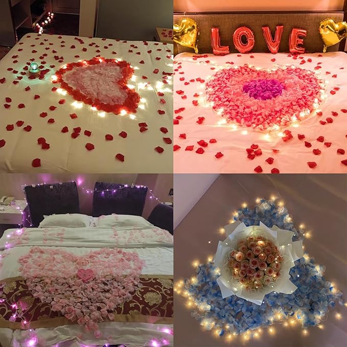 1000 PCS Separated Artificial Champagne Rose Petals for Romantic Night for her Set,Faux Champagne Flower Petals for Flower Girl Weddings Valentine Day Party Romantic Decoration(Ready-to-use)