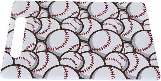 Baseball Balls Cutting Board with Handles Red White Ball Sports Cutting Boards Plastic Safe Chopping Board for Kitchen 16" x 10" x 0.24"