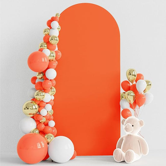 Wokceer 6FT Wedding Arch Backdrop Cover Spandex Fitted Wedding Stand Covers Round Top Chiara Arch Backdrop Cover for Birthday Party Ceremony Banquet Decoration OrangeRed