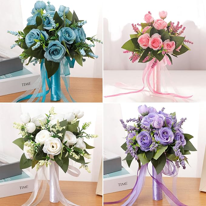 Ochine Bride & Bridesmaid Bouquets for Wedding, Wedding Bridesmaid, Silk Hand Holding Flower Bouquet Valentines Day Decor Party Supplies Home Decoration