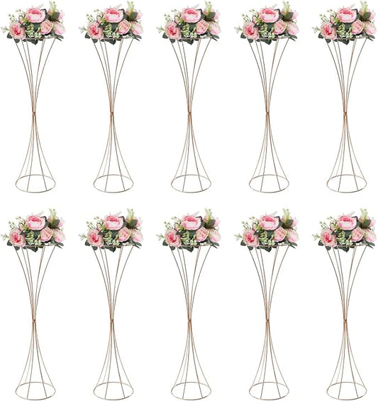 Metal Gold Vase, 10 Pcs Gold Centerpieces for Table Wedding 31.5in Tall Metal Trumpet Vase Wedding Vases Flower Stand for Tables, Home Decor, Party Decorations