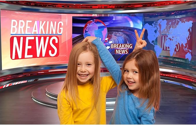 Breaking News Backdrop Studio TV News Broadcast Hall Background News Room Broadcasting Photography Background Program Record News Report Business Newsman Backdrop Kids Portrait Photo Props 15x8ft