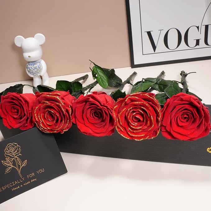 Yamonic Preserved Flowers Rose for Women Mom, Mom Birthday Rose Gifts for Mother, Real Flower Rose for Her, Grandma, Wife, Girlfriend Gifts on Valentine's Day, Mothers Day,Anniversary
