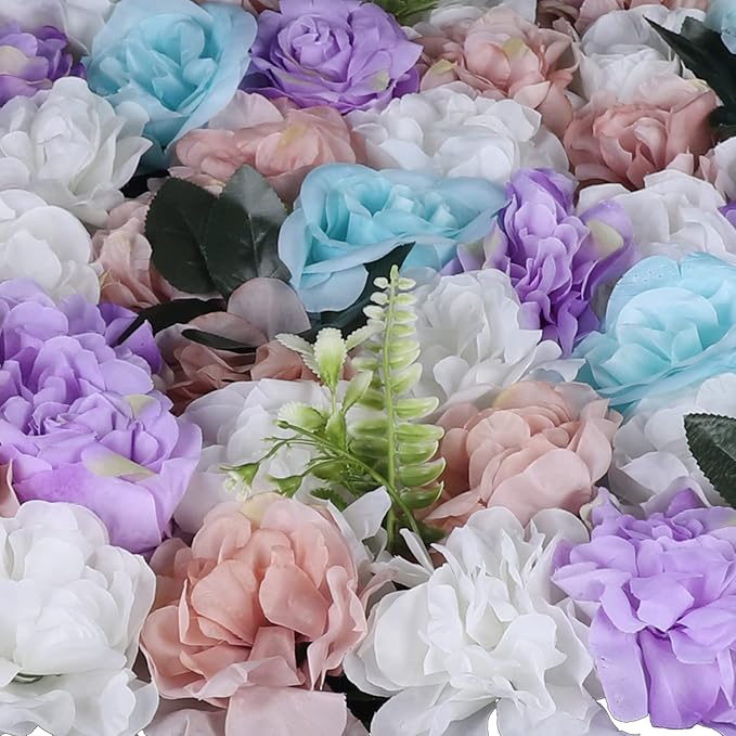12Pcs 15.75" x 23.62x 0.79 Artificial Flower Wall Panels,Flower Wall Mat Silk Flower Panels for Outdoor Garden Backyard Fence Fence Privacy Screen and Indoor Wall Decor