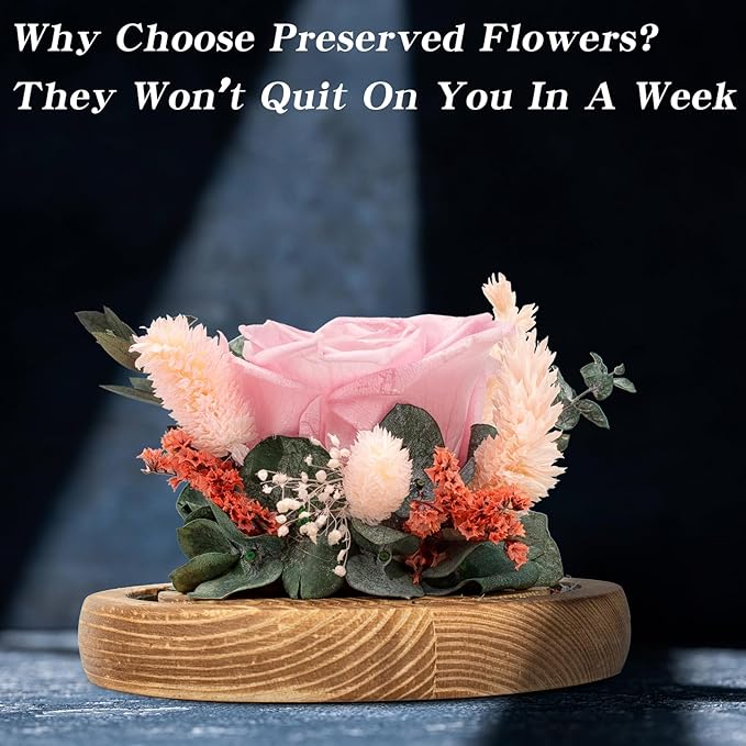 Preserved Roses & Fresh Flowers Bouquet – Gift for Women, Roses That Last Forever, Flowers for Delivery Prime – Birthday, Mother’s Day & Christmas