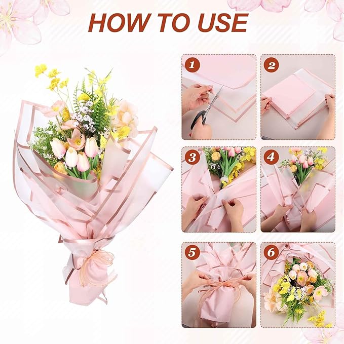 MECCANIXITY Flower Bouquet Wrapping Paper, 56cm/22 Inch Waterproof Floral Wrapping Paper for Flower Bouquet DIY Gift, Wedding, Birthdays, Valentine's Day, Pack of 20(White)