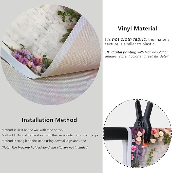 YongFoto Retro White Brick Wall Floral Arch Backdrop 7x5ft Rose Flowers Vine Leaves Photography Background Birthday Bridal Shower Wedding Party Banner Room Decor Portraits Photoshoot Wallpaper
