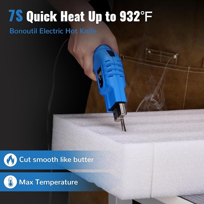Electric Hot Knife with 4 Straight Blades Kit 150W 500℃ Craft Shears Foam Cutter for Styrofoam EVA, EPE, XPS, EPP, EPS, KT Board, Sponge