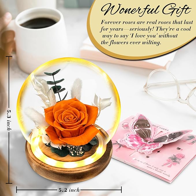 TGELATA Flowers, Roses Gift - Fresh Flowers Bouquet & Preserved Roses, Rose Arrangement That Lasts Forever – Birthday Gift for Women, Mother’s Day & Christmas
