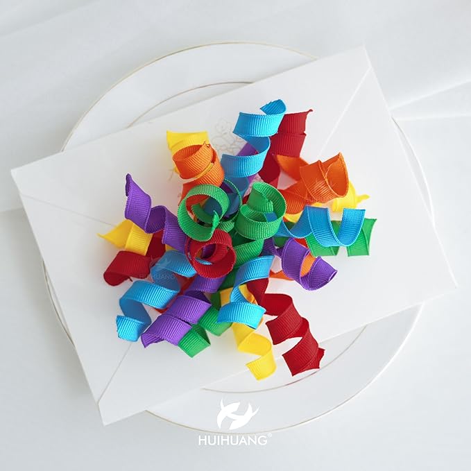 HUIHUANG Rainbow Bows for Gift Wrapping, Birthday Curly Ribbon Bows Self Adhesive Burst Gift Bow for Presents, Wine Bottle, Treat Bags, Birthday, Holiday Party Favors - 6 Counts