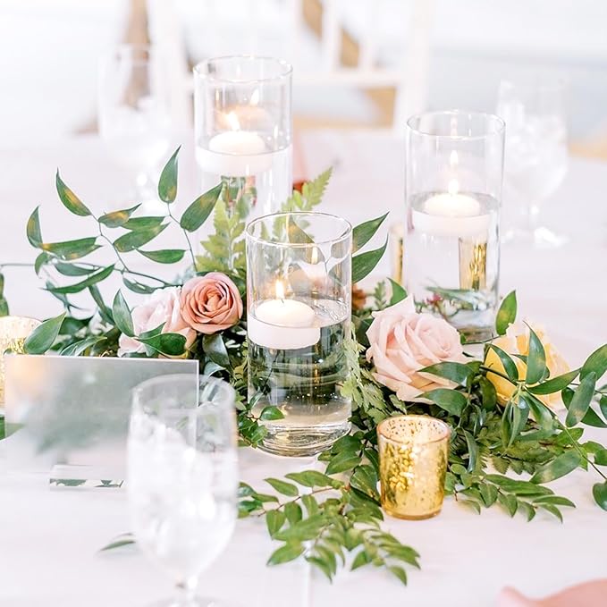 12 Pack Glass Cylinder Vases 8 Inch Tall Clear Flower Vase for Centerpieces, Hurricane Floating Candle Holder Wedding Decorations, Floral Vase Bulk for Table Shelf Party Home Deco (8 x 3.35 Inch)