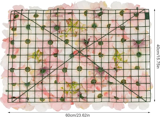 20 PCS Flower Wall Panels, 3D Rose Hydrangea Floral Wall Background Silk Flowers Panel Decoration, 23.6x15.7inch Artificial Flower Backdrop for Wedding, Party, Anniversary