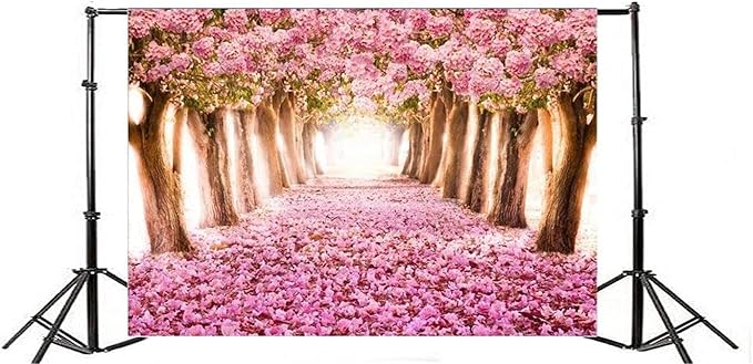 AOFOTO 10x6.5ft Spring Cherry Blossom Backdrop Sweet Pink Flowers Tree Floral Petal Boulevard Photography Background Baby Shower Photo Studio Props Girl Infant Adult Artistic Portrait Vinyl Wallpaper