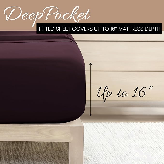 Linen Market Bed Sheets for Twin Size Bed (Purple) - Sleep Better Than Ever with These Soft and Cooling Twin Sheets - Deep Pocket Fits 16" Thick Beds - 3 Piece Twin Sheet Set