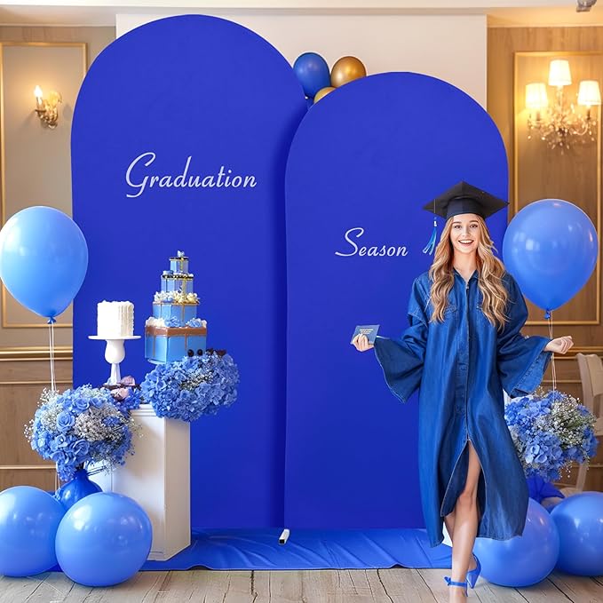 6FT Royal Blue Arch Backdrop Cover - Spandex Fitted Wedding Arch Stand Covers Round Top Chiara Arch Backdrop Cover for Birthday Party Banquet Photo Background Decoration