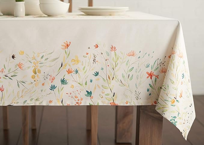 Maison d' Hermine Table Cloth Rectangle Table 100% Cotton 70 x 140 Inches Tablecloth Reusable Decorative Everyday Use for Dining Room, Farmhouse, Home, Party, Festive & Wedding Spring Summer - Colmar