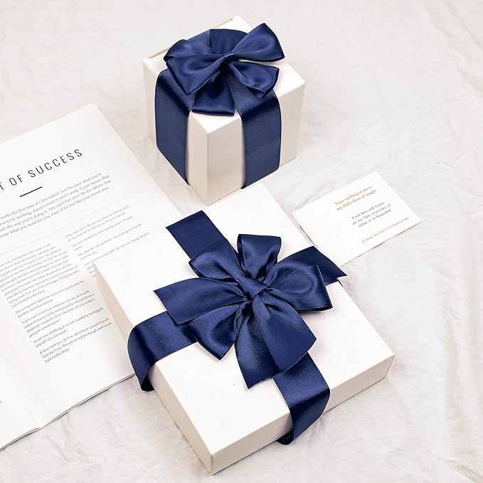 Navy Blue Satin Ribbon, Double Faced 1-1/2 Inch X 25 Yards Navy Blue Ribbon, Premium Satin Ribbon for Gift Wrapping, Crafts, Hair Bow Making, Sewing, Flower Bouquet, Wedding Party Decor