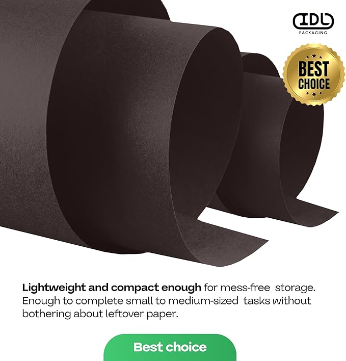 12" x 1200" (100 ft) Black Kraft Paper Roll, Pack of 2 - USA-Made Quality Craft Paper for Gift Wrapping, Kids' Arts & Crafts, School Projects - 100% Recycled, 50 lb Natural Material by IDL Packaging