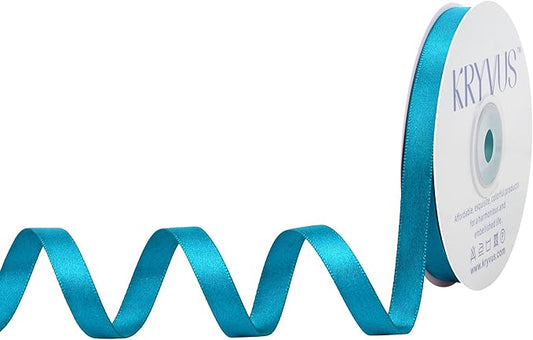Turquoise Blue Satin Ribbon, Double Faced 3/8 Inch X 25 Yards Turquoise Ribbon, Premium Satin Ribbon for Gift Wrapping, Crafts, Hair Bow Making, Sewing, Flower Bouquet, Wedding Party Decor