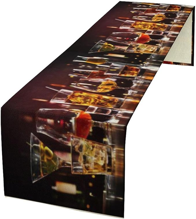 Red Wine Retro Table Runner, Table Dresser Runner, Kitchen Dining Table Runners for Indoor Outdoor Holiday Decor 13x36 Inch