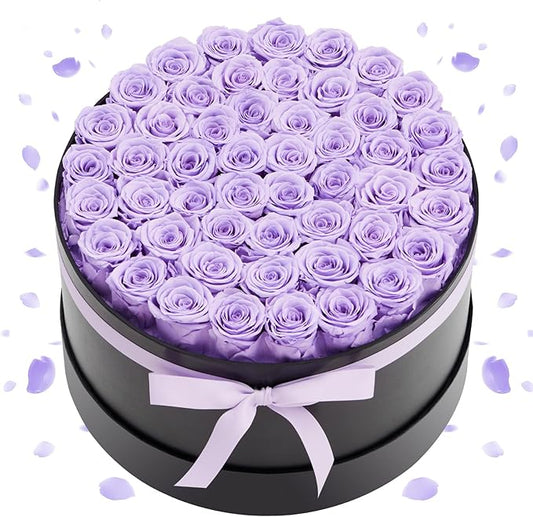 VEVOR Forever Flowers, 50 Preserved Roses in a Box, Eternal Flowers Immortal Bouquet Birthday Present for Women Her Wife Mothers, Anniversary, Valentine's Day,Christmas, Lavender Purple