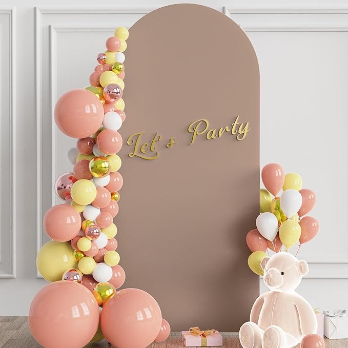 Wokceer 6FT Wedding Arch Cover Spandex Fitted Wedding Arch Stand Covers Round Top Nude Brown Chiara Arch Cover for Birthday Party Ceremony Banquet Decoration