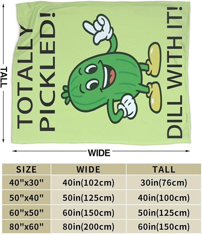 Pickle Blanket Cute Pickle Throw Blanket Vegetable Soft Cozy Fleece Fuzzy Stuffed Plush Flannel Gifts for Girls Women Boys Kids Adults 40''x50''