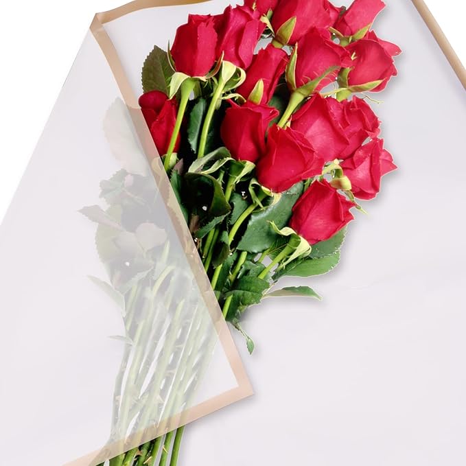 Kosotody 20 Sheets Flower Wrapping Paper Waterproof Florist Bouquet with Ribbon for Bouquets DIY Crafts Packaging Bouquet, 22.8x22.8 inch (White)