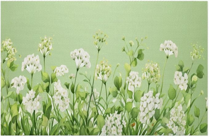 PVC Placemats Set of 1 Sage Green Flower Wipeable Table Mats Washable Heat Resistant Non Slip Vinyl Dining Table Mat for Kithen Indoor Outdoor Patio Farmhouse Place Mats Decorative