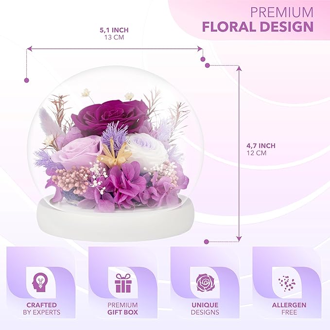 Preserved Flowers - Fresh Flowers Gifts for Women - Birthday Flowers for Delivery Prime Today -Eternal Rose Gifts for her -Real Flowers for Women, Christmas & Mother's Day(Purple)