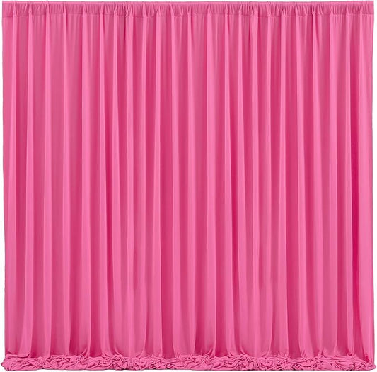 Hot Pink Backdrop Curtain 8 Panels-Wrinkle-Free Polyester Photography Drapes for Wedding Party Photo Background Decorations- 32 X10FT (Hot Pink)