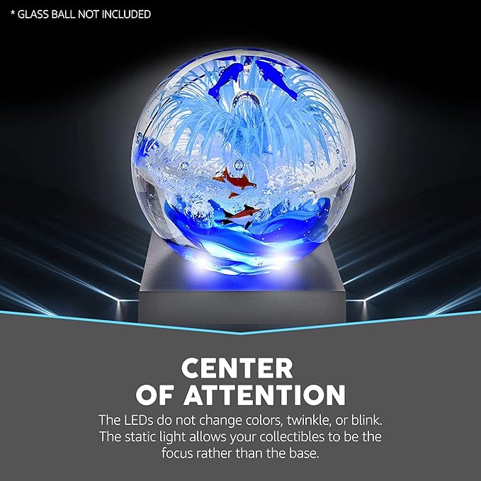 16 White- Light LED Lighted Base for Glass Art - Crystal Display, Lighted Acrylic Base, Glass Vases for Centerpieces Stand, Matte Black