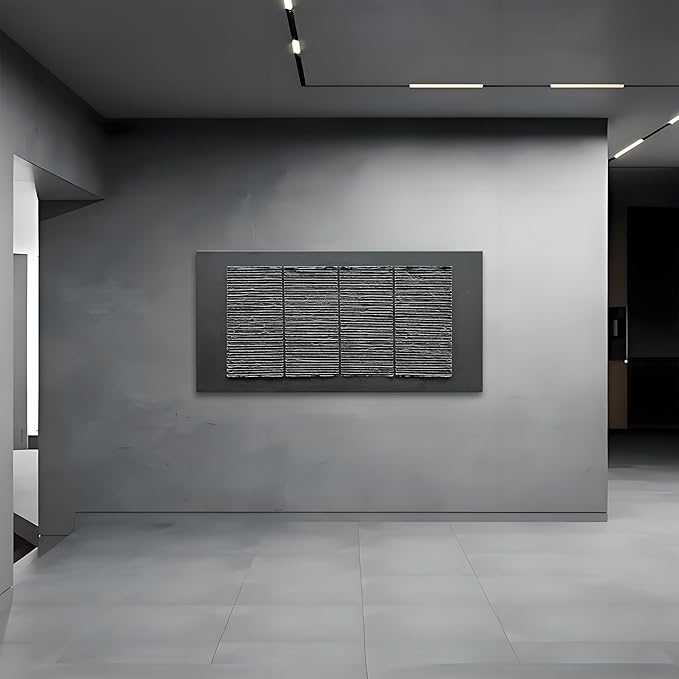 Hand-Painted Black Abstract Wall Decorative Oil Painting Thick Texture Minimalist Art Large Home Wall Decorative Painting 30x60 inches