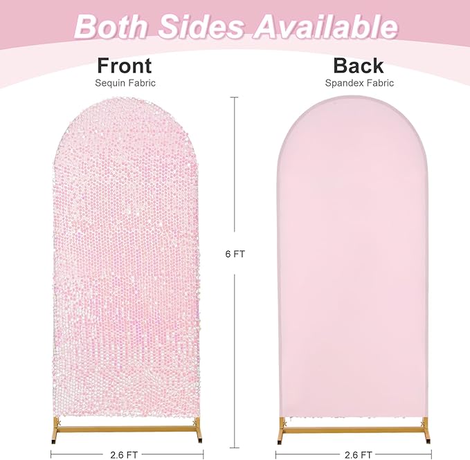 6FT Sequin Arch Backdrop Cover: White Iridescent Big Payette Shimmer Backdrop Covers for Party Wedding Decor