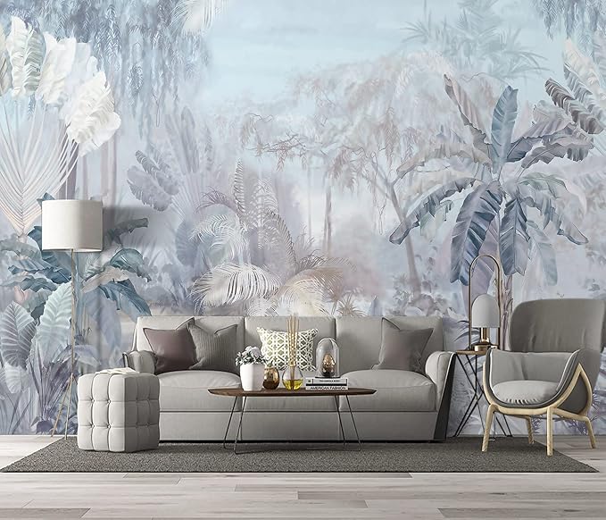 Tropical Botanical Wallpaper Woodland Forest Tree Bedroom Banana Leaf Plant murals Aesthetic Room Decor Living Room tv Background Large Wall Mural - 183"x120" Not Peel and Stick